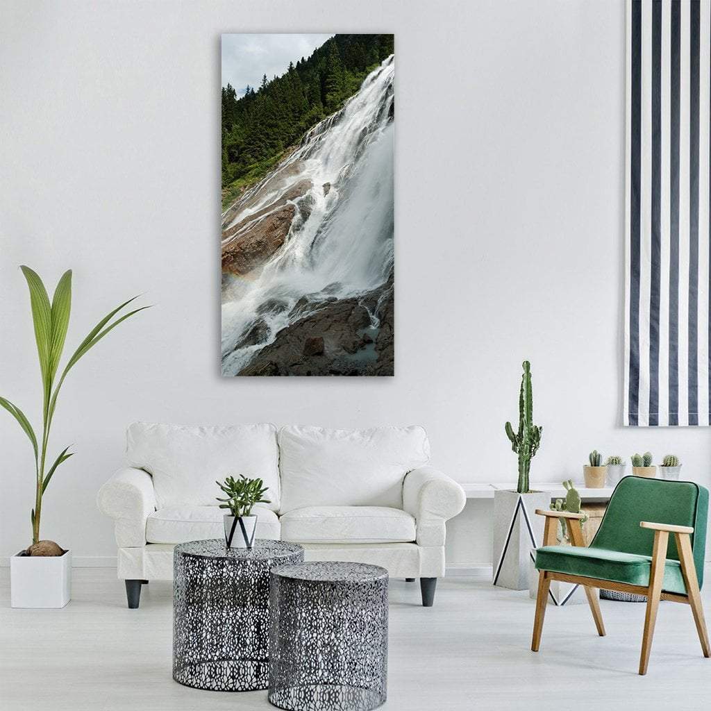 Grawa Waterfall Austria Vertical Canvas Wall Art-1 Vertical-Gallery Wrap-12" x 24"-Tiaracle