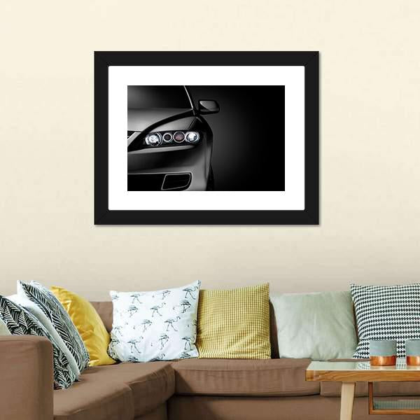 Gray Modern Car Closeup Canvas Wall Art-3 Horizontal-Gallery Wrap-25" x 16"-Tiaracle