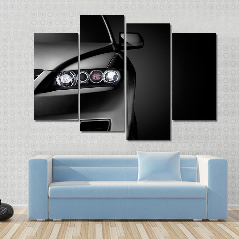 Gray Modern Car Closeup Canvas Wall Art-4 Pop-Gallery Wrap-50" x 32"-Tiaracle