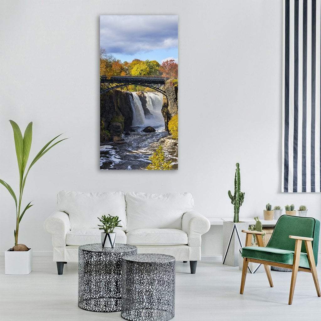 Great Falls In New Jersey Vertical Canvas Wall Art-1 Vertical-Gallery Wrap-12" x 24"-Tiaracle