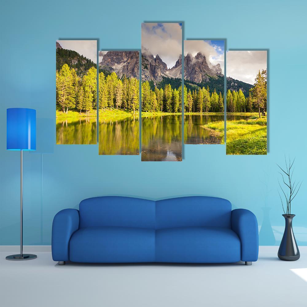 Great Lake Antorno Canvas Wall Art-5 Pop-Gallery Wrap-47" x 32"-Tiaracle