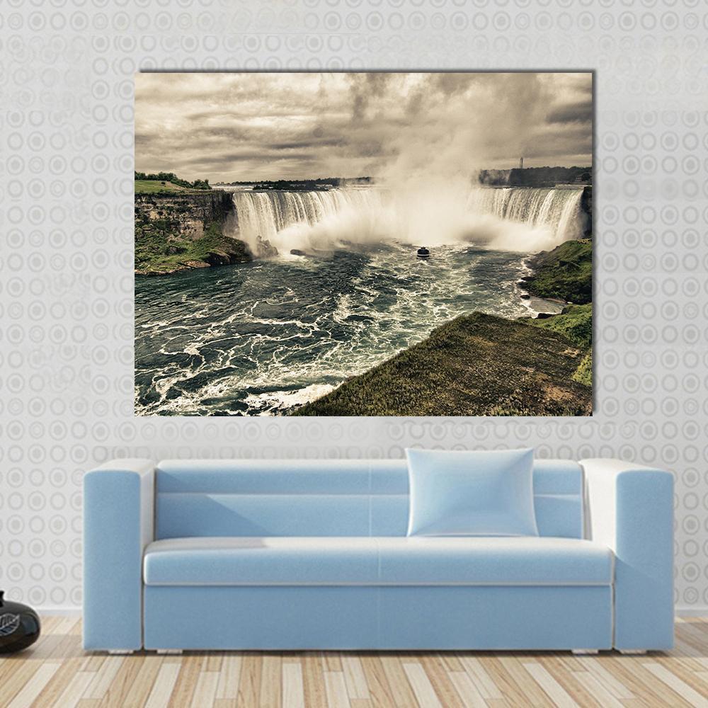 Power Of Niagara Waterfalls Canvas Wall Art-1 Piece-Gallery Wrap-36" x 24"-Tiaracle