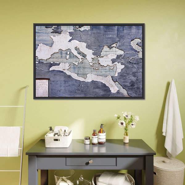 Great Roman Empire On Old Card Canvas Wall Art-1 Piece-Floating Frame-24" x 16"-Tiaracle