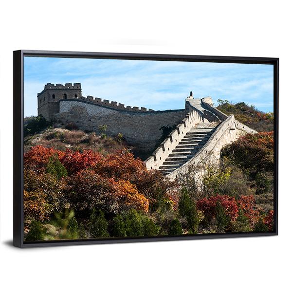 Great Wall In Autumn Canvas Wall Art-3 Horizontal-Gallery Wrap-25" x 16"-Tiaracle