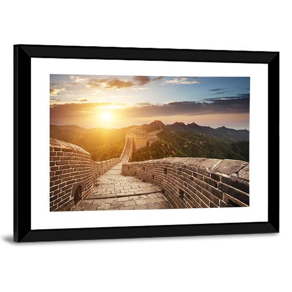 Great Wall Of China At Sunset Canvas Wall Art-5 Horizontal-Gallery Wrap-22" x 12"-Tiaracle
