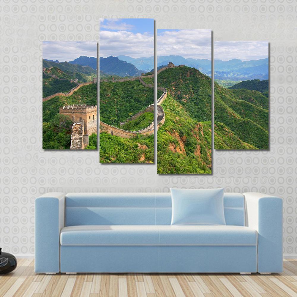 Great Wall Of China In Summer Canvas Wall Art-4 Pop-Gallery Wrap-50" x 32"-Tiaracle