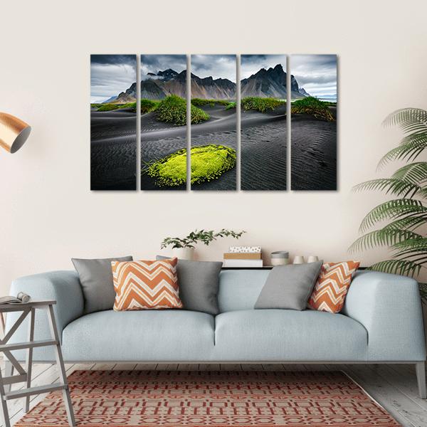 Great Wind Rippled Beach Black Sand Canvas Wall Art-5 Horizontal-Gallery Wrap-22" x 12"-Tiaracle