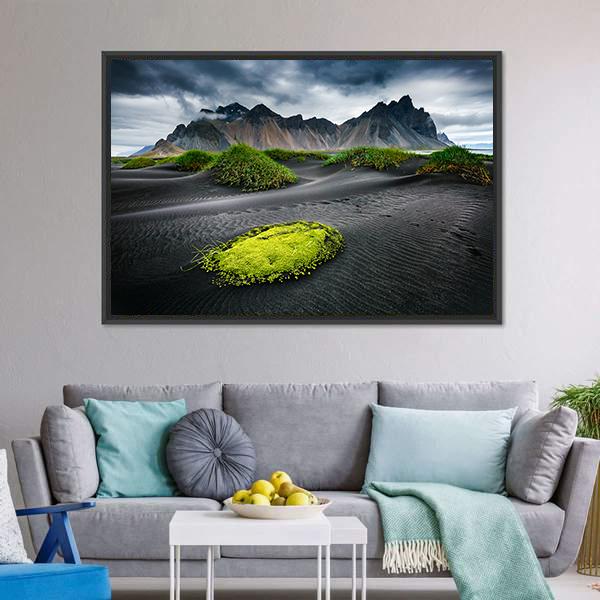 Great Wind Rippled Beach Black Sand Canvas Wall Art-3 Horizontal-Gallery Wrap-25" x 16"-Tiaracle