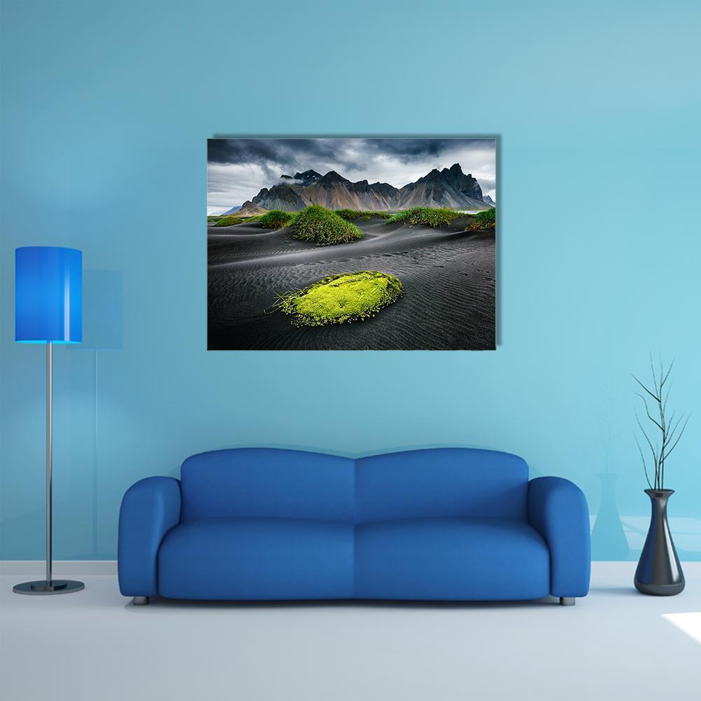 Great Wind Rippled Beach Black Sand Canvas Wall Art-1 Piece-Gallery Wrap-48" x 32"-Tiaracle