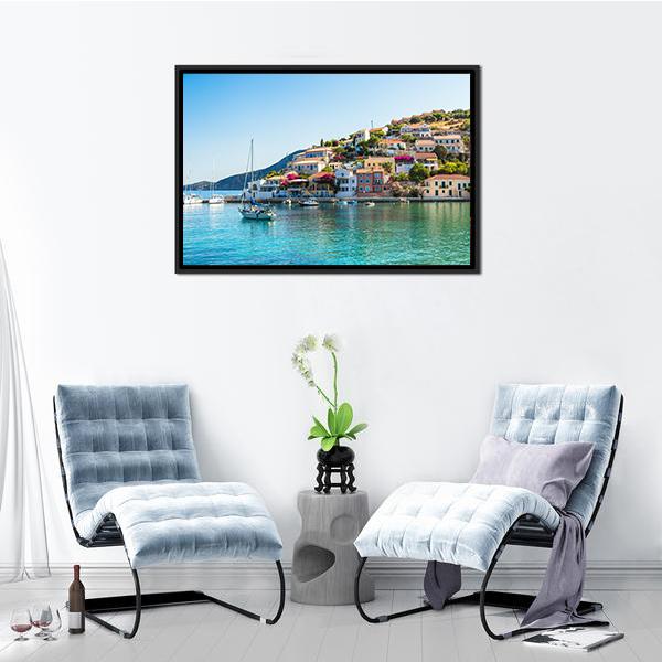 Greek Islands Cityscape Canvas Wall Art-3 Horizontal-Gallery Wrap-25" x 16"-Tiaracle