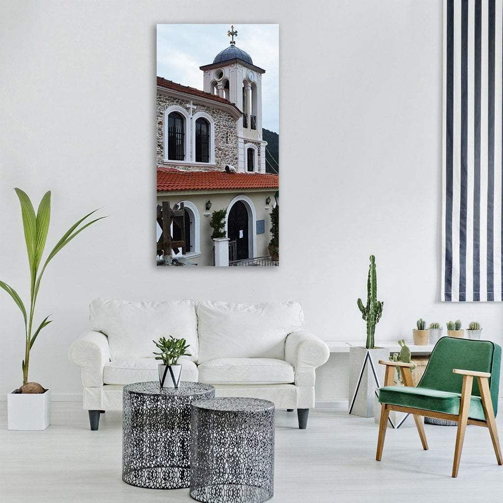 Greek Worship Church Vertical Canvas Wall Art-1 Vertical-Gallery Wrap-12" x 24"-Tiaracle
