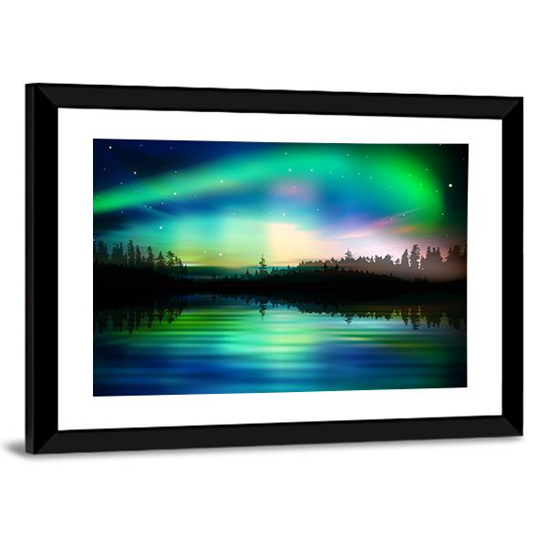 Green Aurora Borealis Canvas Wall Art-5 Horizontal-Gallery Wrap-22" x 12"-Tiaracle