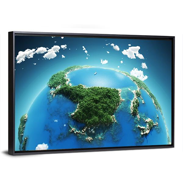 Green & Blue Planet Earth Canvas Wall Art-3 Horizontal-Gallery Wrap-25" x 16"-Tiaracle