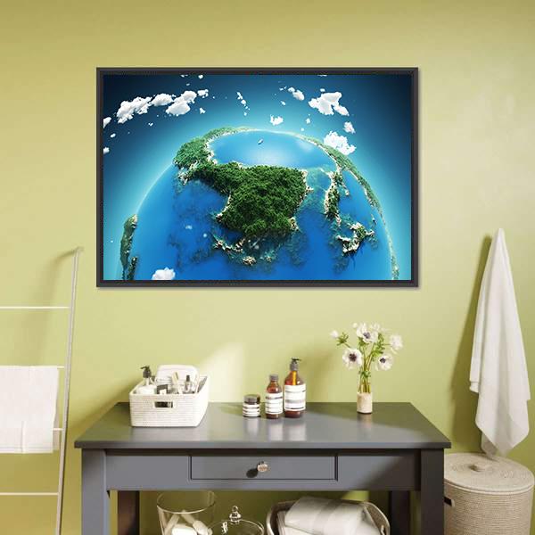 Green & Blue Planet Earth Canvas Wall Art-3 Horizontal-Gallery Wrap-25" x 16"-Tiaracle