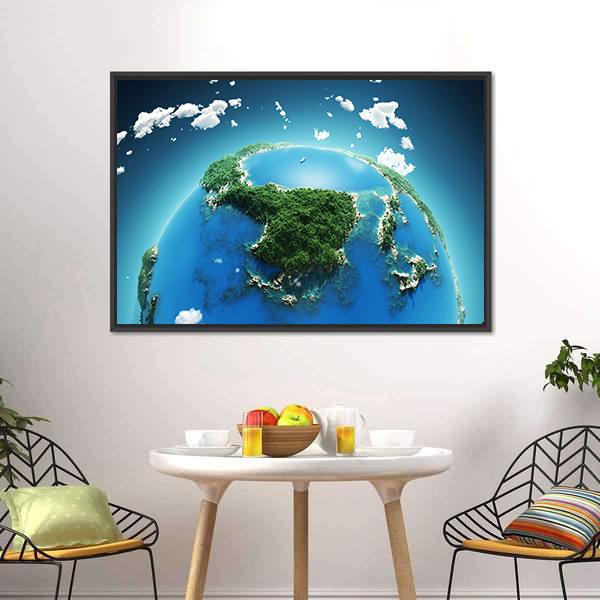 Green & Blue Planet Earth Canvas Wall Art-3 Horizontal-Gallery Wrap-25" x 16"-Tiaracle