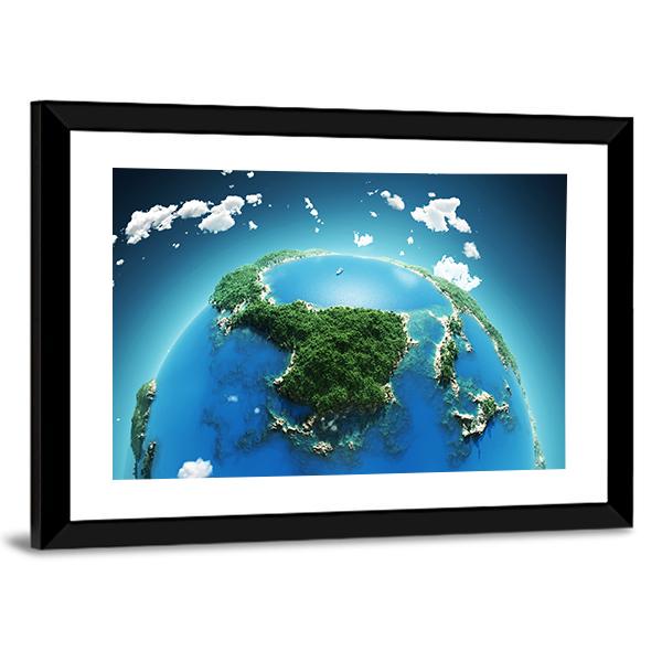 Green & Blue Planet Earth Canvas Wall Art-3 Horizontal-Gallery Wrap-25" x 16"-Tiaracle