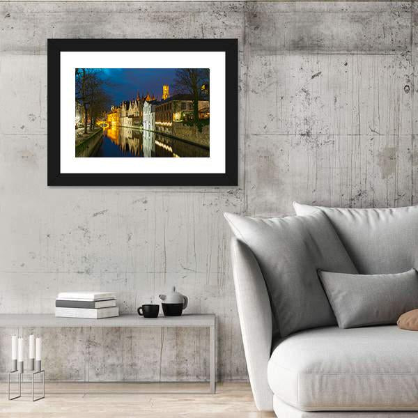 Green Canal In Bruges Canvas Wall Art-5 Horizontal-Gallery Wrap-22" x 12"-Tiaracle