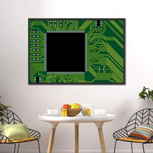 Green Circuit Board Canvas Wall Art-3 Horizontal-Gallery Wrap-25" x 16"-Tiaracle