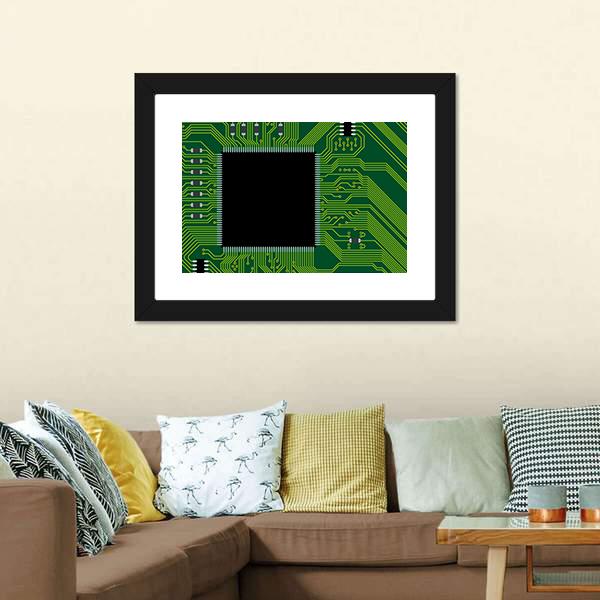 Green Circuit Board Canvas Wall Art-3 Horizontal-Gallery Wrap-25" x 16"-Tiaracle
