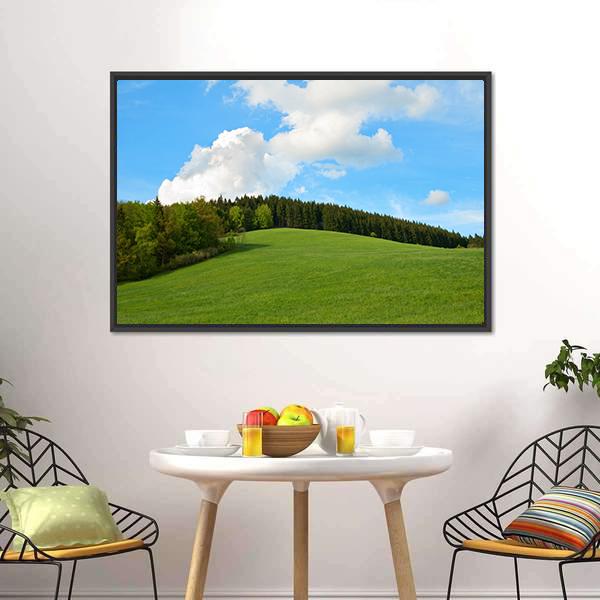 Green Field & Forest Canvas Wall Art-3 Horizontal-Gallery Wrap-25" x 16"-Tiaracle