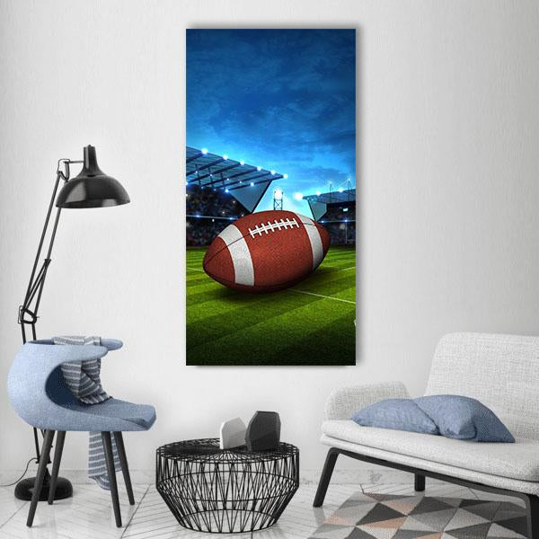 Green Football Stadium Vertical Canvas Wall Art-1 Vertical-Gallery Wrap-12" x 24"-Tiaracle