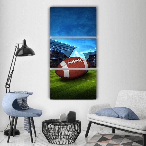 Green Football Stadium Vertical Canvas Wall Art-3 Vertical-Gallery Wrap-12" x 25"-Tiaracle