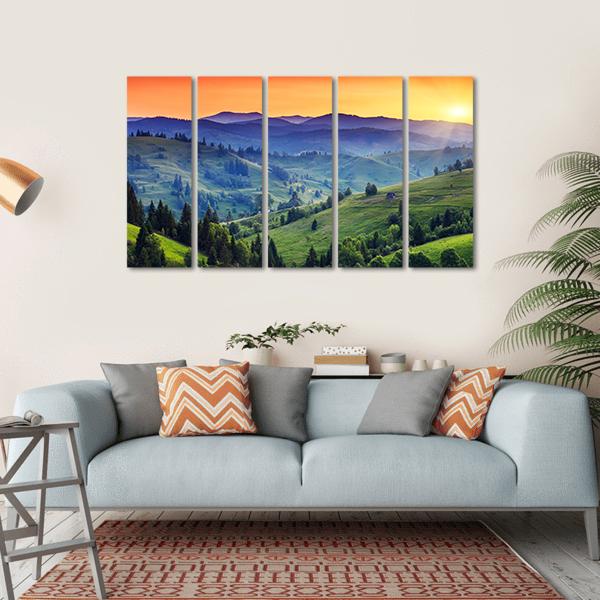 Green Hilly Valley Canvas Wall Art-5 Horizontal-Gallery Wrap-22" x 12"-Tiaracle