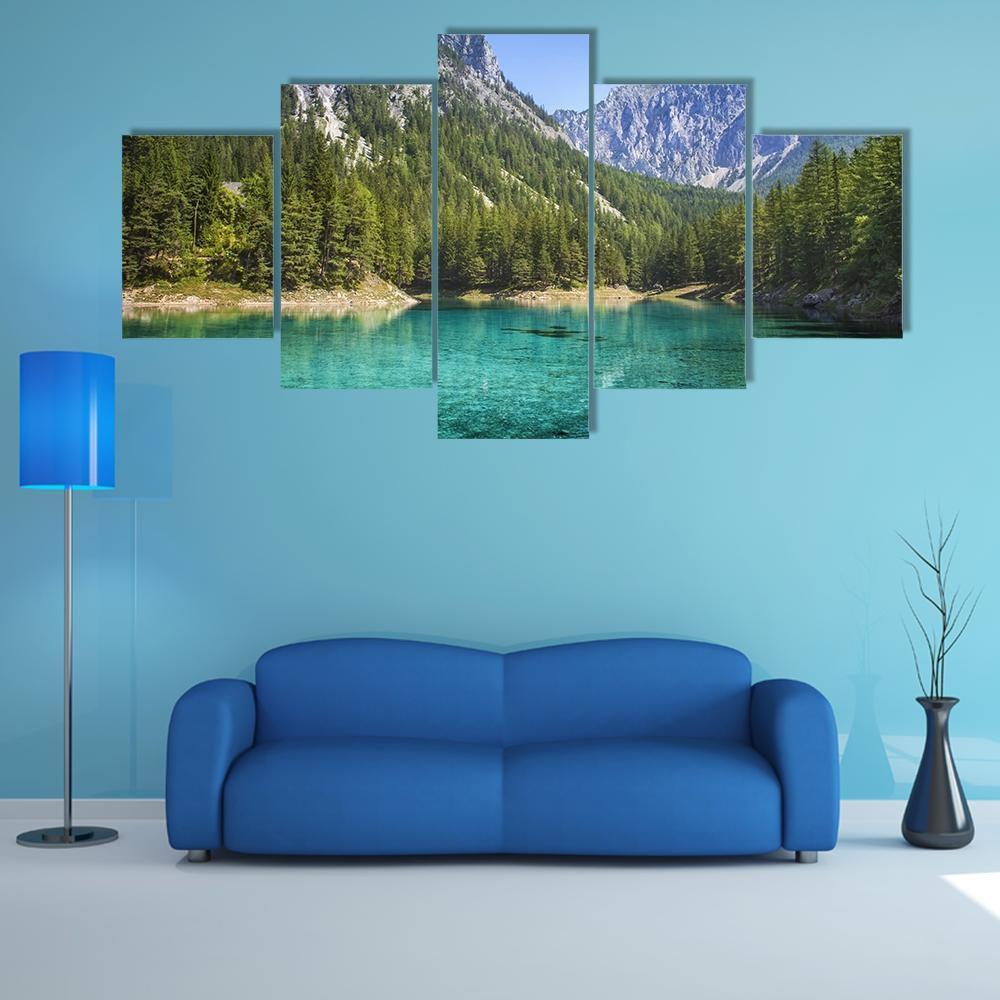 Green Lake In Styria Canvas Wall Art-5 Star-Gallery Wrap-62" x 32"-Tiaracle