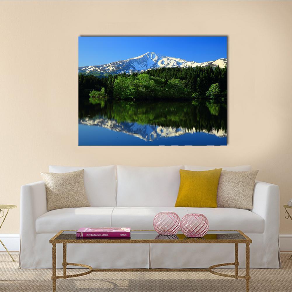 Green Mt Chokai Canvas Wall Art-1 Piece-Gallery Wrap-48" x 32"-Tiaracle