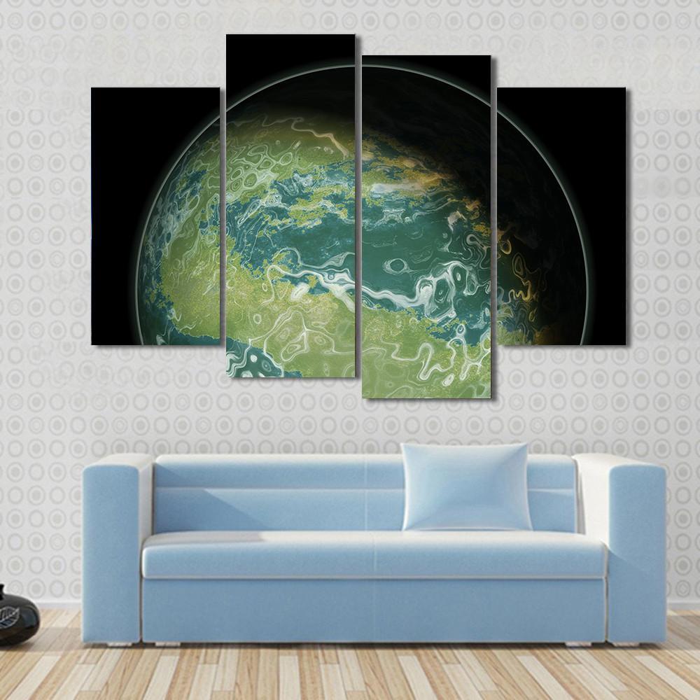 Green Planet Canvas Wall Art-4 Pop-Gallery Wrap-50" x 32"-Tiaracle