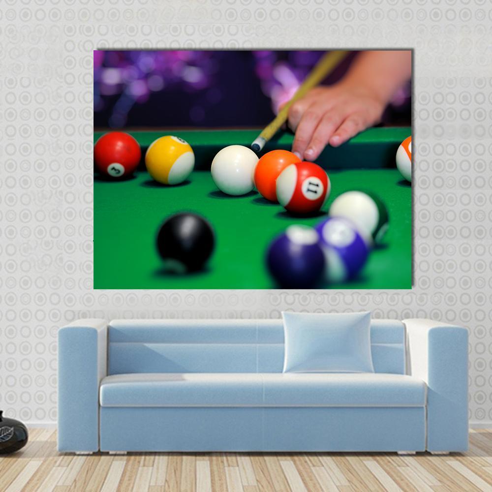 Green Pool Table Canvas Wall Art-5 Pop-Gallery Wrap-47" x 32"-Tiaracle