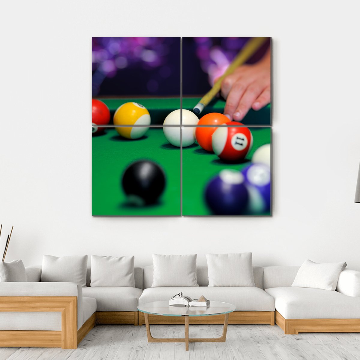 Green Pool Table Canvas Wall Art-4 Square-Gallery Wrap-17" x 17"-Tiaracle