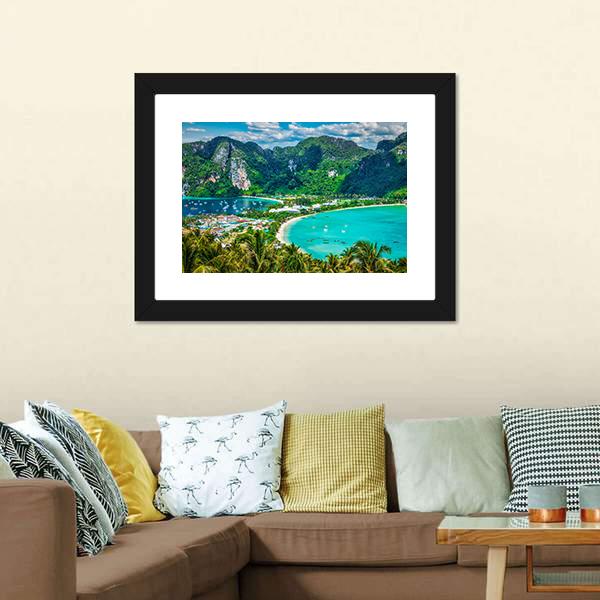 Green Tropical Island Canvas Wall Art-5 Horizontal-Gallery Wrap-22" x 12"-Tiaracle