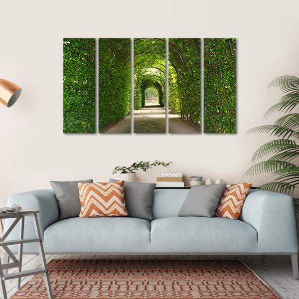 Green Tunnel Of Trees Canvas Wall Art-5 Horizontal-Gallery Wrap-22" x 12"-Tiaracle