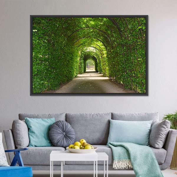 Green Tunnel Of Trees Canvas Wall Art-3 Horizontal-Gallery Wrap-25" x 16"-Tiaracle