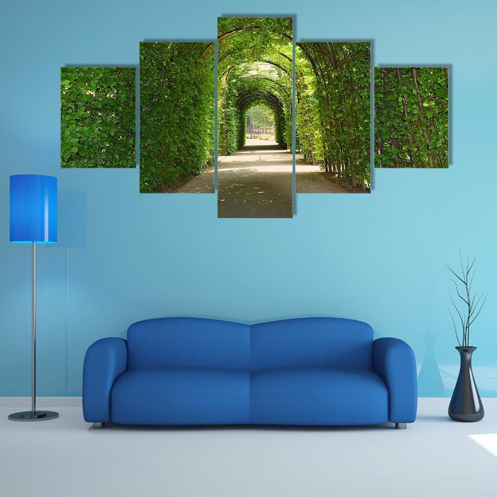 Green Tunnel Of Trees Canvas Wall Art-5 Star-Gallery Wrap-62" x 32"-Tiaracle