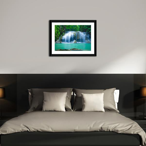 Green Waterfall Vertical Canvas Wall Art-3 Vertical-Gallery Wrap-12" x 25"-Tiaracle