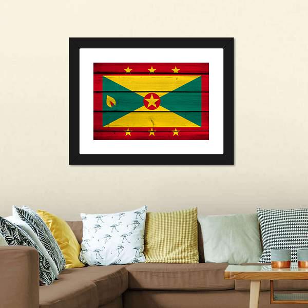 Grenada Flag Canvas Wall Art-3 Horizontal-Gallery Wrap-25" x 16"-Tiaracle