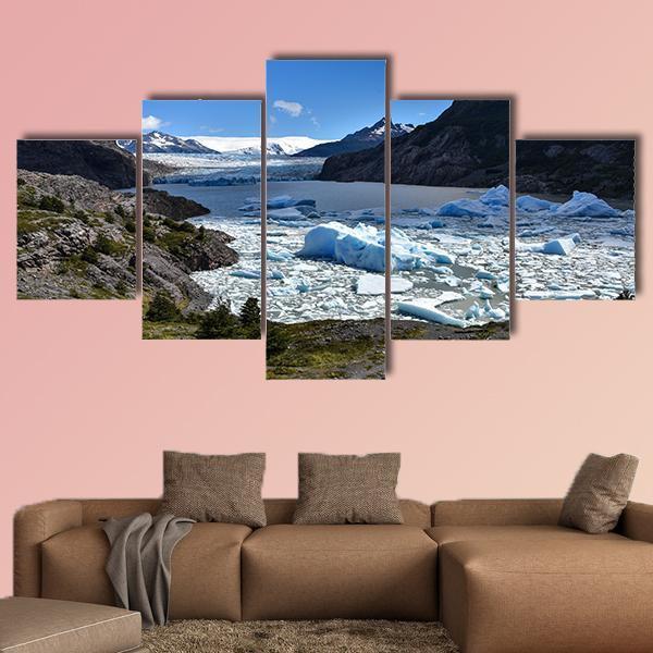 Grey Glacier Chile Canvas Wall Art-5 Star-Gallery Wrap-62" x 32"-Tiaracle