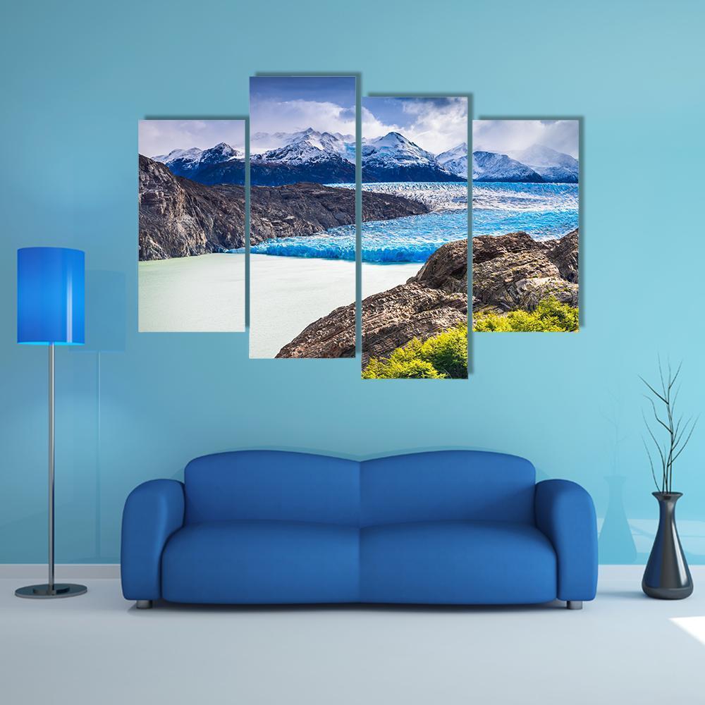 Grey Glacier In Chile Canvas Wall Art-4 Pop-Gallery Wrap-50" x 32"-Tiaracle