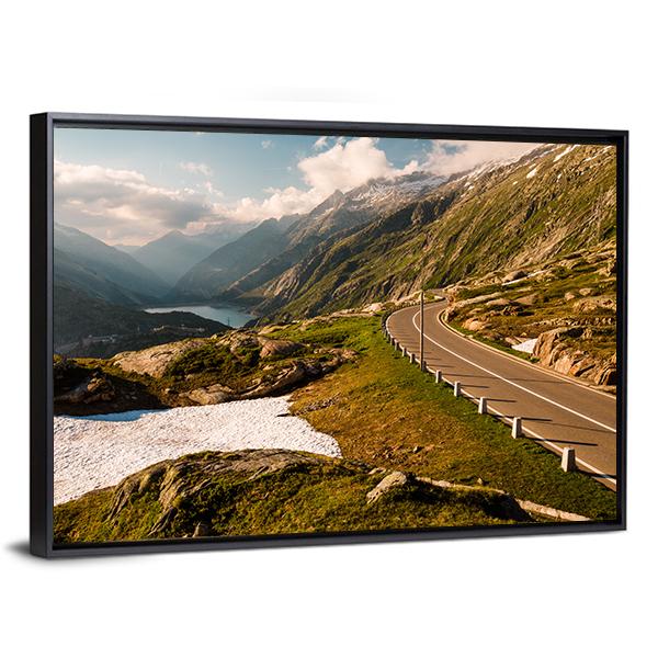 Grimselpass With Road Canvas Wall Art-5 Horizontal-Gallery Wrap-22" x 12"-Tiaracle