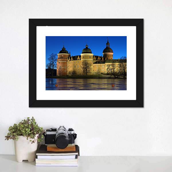 Gripsholm Castle Sweden Canvas Wall Art-1 Piece-Framed Print-20" x 16"-Tiaracle