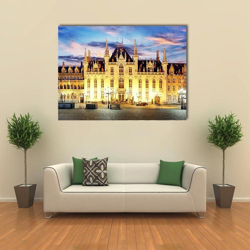 Grote Markt Square In Bruges Canvas Wall Art-1 Piece-Gallery Wrap-48" x 32"-Tiaracle
