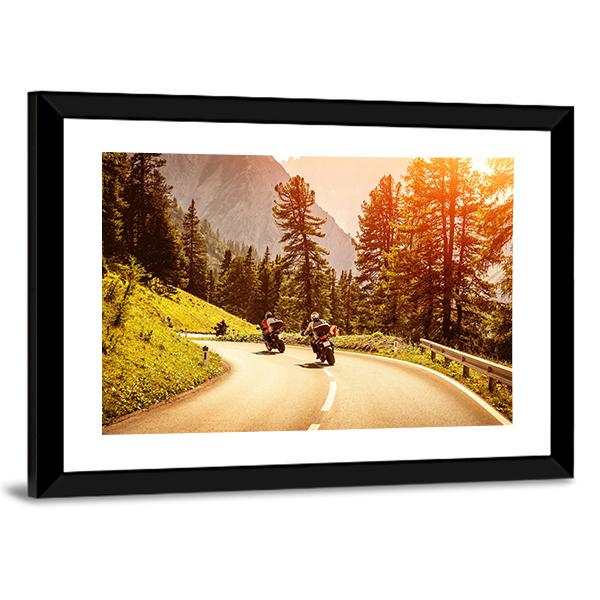 Group Of Motorcyclists Canvas Wall Art-5 Horizontal-Gallery Wrap-22" x 12"-Tiaracle