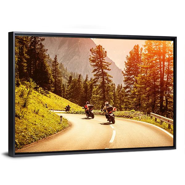 Group Of Motorcyclists Canvas Wall Art-5 Horizontal-Gallery Wrap-22" x 12"-Tiaracle