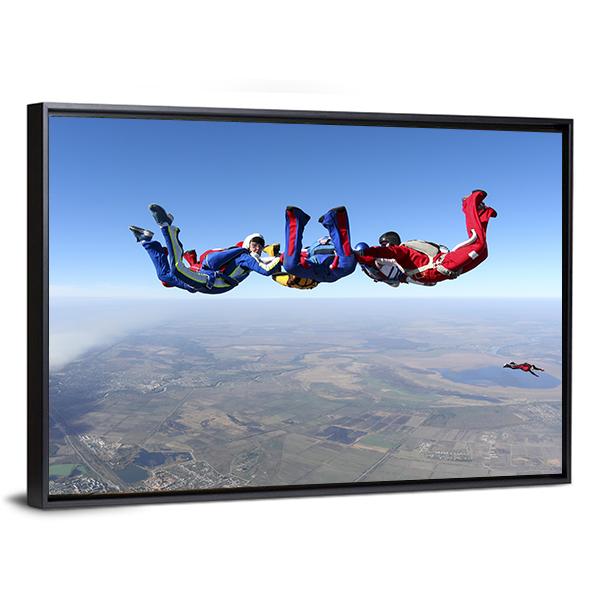 Group Of Paratroopers Canvas Wall Art-3 Horizontal-Gallery Wrap-25" x 16"-Tiaracle