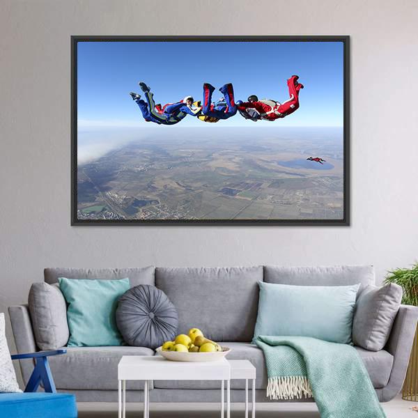 Group Of Paratroopers Canvas Wall Art-3 Horizontal-Gallery Wrap-25" x 16"-Tiaracle
