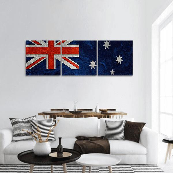 Grunge Australian Flag Panoramic Canvas Wall Art-3 Piece-25" x 08"-Tiaracle