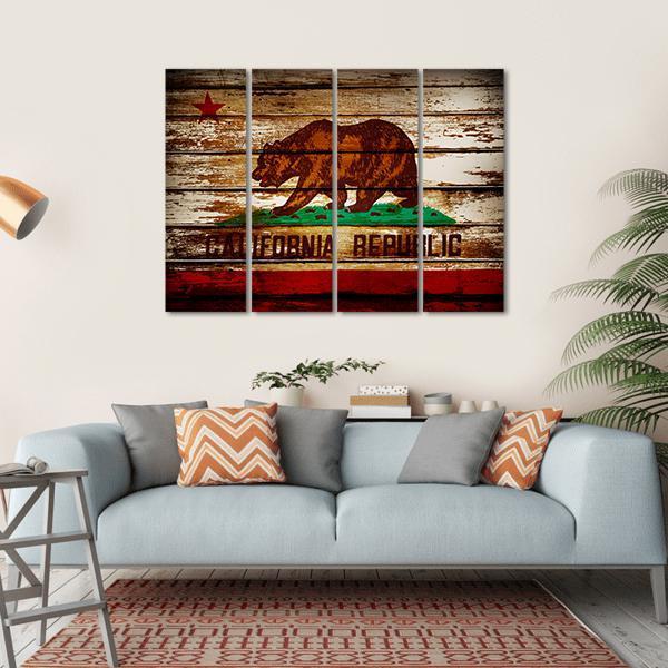 Grunge California Flag Canvas Wall Art-4 Horizontal-Gallery Wrap-34" x 24"-Tiaracle