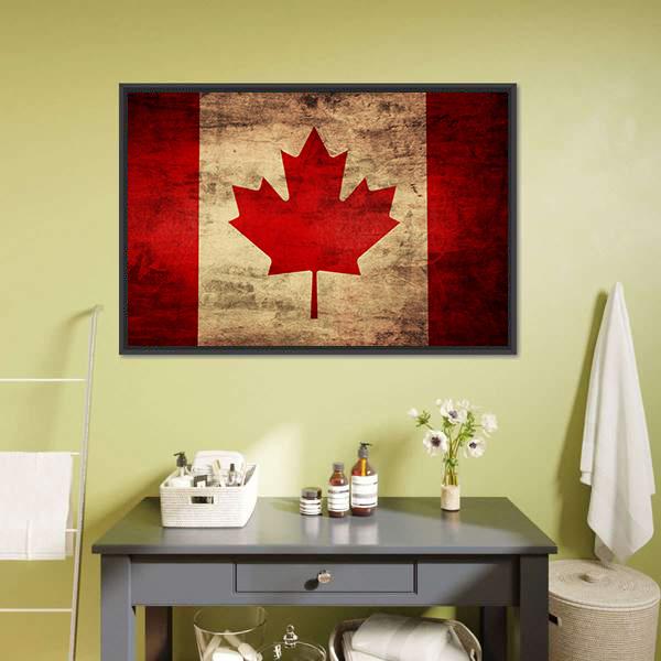 Grunge Canadian Flag Canvas Wall Art-5 Horizontal-Gallery Wrap-22" x 12"-Tiaracle